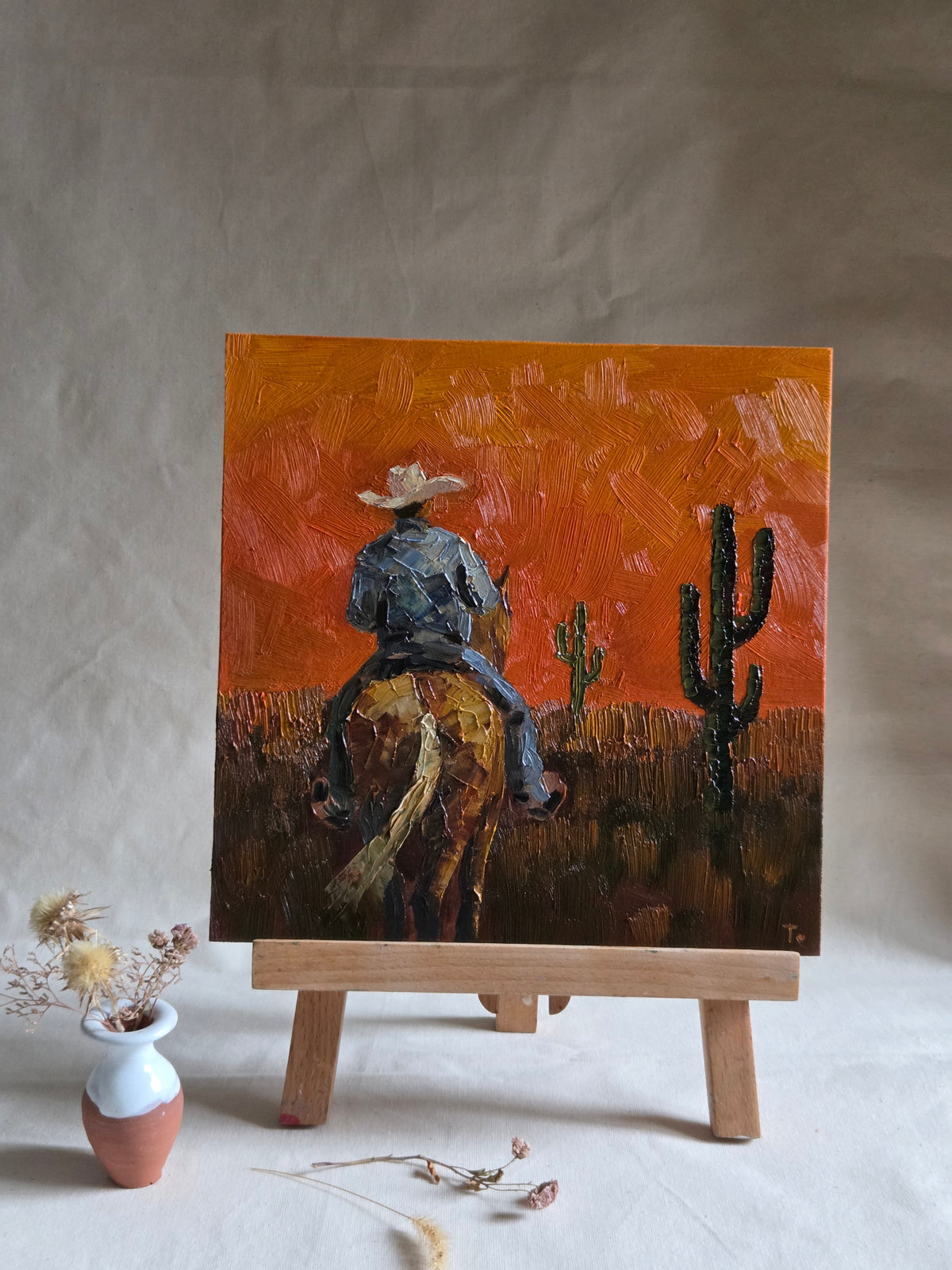 Cowboy at Sunset